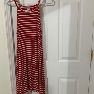 Red striped flowy dress